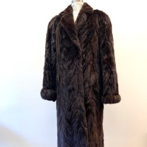 PD Mink Fur Coat Silky Rick Dark Brown